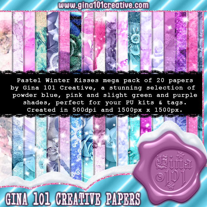 Pastel Winter Kisses Pack Of 20 Papers - Click Image to Close